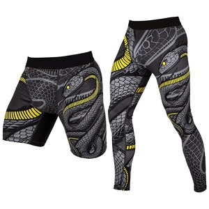 Shorts de compression pour le kick-boxing MMA, séchage rapide, respirant, décontracté, motif 3D, tricoté, taille élastique, pour hommes - Product Image 1