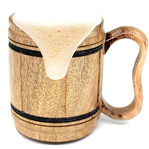 Taza de cerveza de barril de madera, vaso de cerveza con revestimiento de acero inoxidable 304, tamaño personalizado, precio barato - Product Image 3