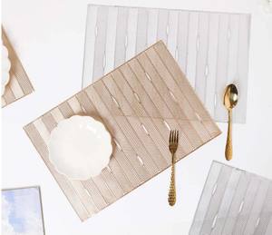 Stylish and Unique Rectangular <b>Gold</b> & Grey Metallic <b>Placemat</b> for Events Table Top Decoration For Home Hotel Restaurant Use - Product Image 4