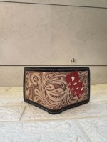 Dompet kulit bertatah tangan desainer grosir Dompet ritsleting panjang pria diskon besar-besaran tempat uang warna coklat mode hadiah untuk pria