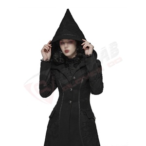 สีดํา-วิกตอเรียนแฟชั่นยาวWindbreaker Gothic Hoodedชุดฮาโลวีน-Cospalyเครื่องแต่งกาย-ยุคกลางชุดผู้หญิง - Product Image 4