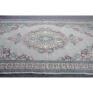 พรมตุรกี ขนาด 5.6x9 ฟุต พรมวินเทจ พรมขนสัตว์ลายดอกไม้สีเขียว - Product Image 4