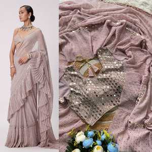 Dernière Exclusivité Faux Georgette Avec Paillettes Broderie Saree Femme Fabricant De Mode Et Fournisseur De Surat - Product Image 2