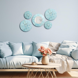 Vente en gros d'assiettes de décoration murale rondes en nacre modernes écologiques avec miroir mural Décoration intérieure faite à la main du Vietnam - Product Image 2