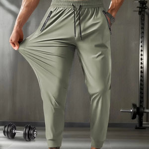 Pantalon de fitness respirant pour hommes pour les sports de plein air basket-ball et la course à pied pantalon de survêtement haute élasticité pantalon de survêtement coupe régulière - Product Image 1