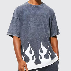 T-shirt surdimensionné 100% coton personnalisé pour hommes motif solide imprimé Logo Premium Plus Size Long 220 Grammes Poids du tissu - Product Image 6