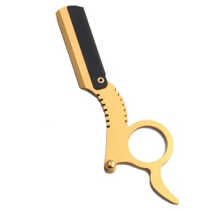 Mini pouce en acier inoxydable à l'ancienne rasoir sourcil cheveux rasage outil visage nettoyage porte-ciseaux sans lame rasoir de sécurité - Product Image 5