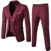 Costume de mariage formel pour homme tendance et ajusté, ensemble 3 pièces chemise, blazer et pantalon, fermeture simple boutonnage, haut Vetement Homme