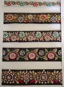Custom Multi Colored Floral Embroidered <b>Laces</b> with Stone Work Ideal for Resale by Trimming and <b>Ribbon</b> Supply Stores - Product Image 4
