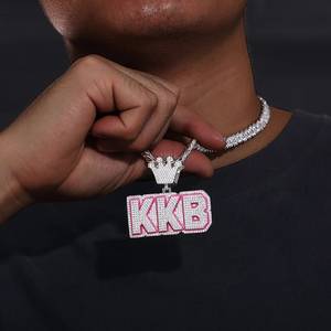 Pendentif en forme de boule 3D VVS Moissanite brillant personnalisé pour hommes Testeur de diamant plaqué glace Bijoux de bus à breloque - Product Image 1