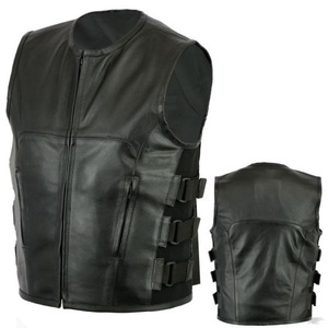 Dernière conception OEM gilet en cuir personnalisé veste sans manches gilet en cuir véritable vente en gros de formation en plein air hommes gilet en cuir - Product Image 5