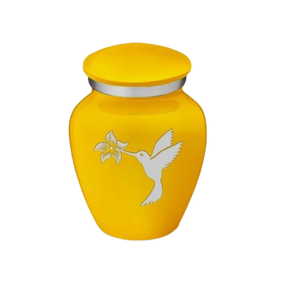 Urnas Funerarias Decoradas de Metal, Urnas de Cremación de Aluminio Personalizadas con Acabado de Esmalte Amarillo, Recuerdos de Metal - Product Image 3