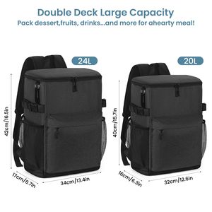 Grande Borsa Termica Morbida, Zaino Porta Pranzo Isolato con Coperchio Dispensatore con <span class=keywords><strong>Cerniera</strong></span> per Uso Esterno e Campus - Product Image 4