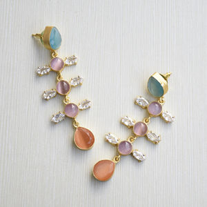 Aros de Latón al por Mayor con Circonita Natural, Diseño de Piedra Natural en Bruto, Acabado Chapado en Oro de 18K, Diseño Boho Chic, Alta Calidad para Exportación - Product Image 5