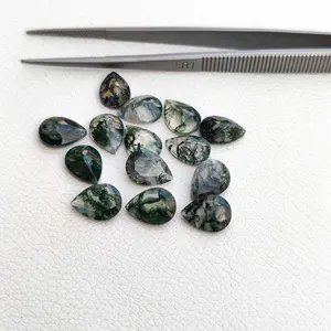 Trending Product Finest Quality Natural Agate Faceted Pear Loose Gemstones 7x10mm Moss Agate Teardrop Cut Stone Wholesale