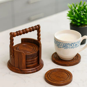 Posavasos de madera de diseño con soporte, decorativos, ecológicos, ideales para el hogar, la oficina, cafeterías, fiestas y eventos. - Product Image 1