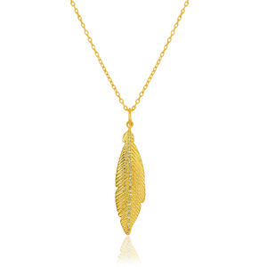 Collar de piedras preciosas de citrino de Plata de Ley 925 chapado en oro minimalista con forma de hoja clásica - Product Image 4