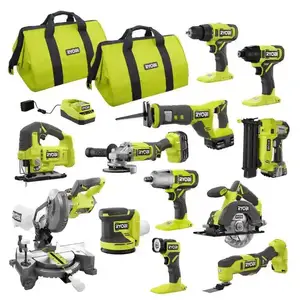 HOT SALES For Ryobis 2695-15 M18 18V Cordless Lithium-Ion Combo Tools Kits 15 pieces
