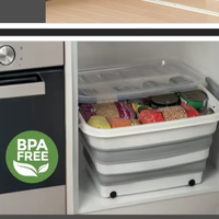 Afossa AK 791 Conteneur de rangement pliable grande capacité 65L/66L avec roues, boîte organisatrice en tissu écologique pliable, capacité de charge >10kg