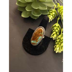 Chassity Belone <b>Adjustable</b> <b>Ring</b> 8 Turquoise & Sterling Silver Cluster Bezel Setting Stainless Steel Gift GRS Certified - Product Image 4