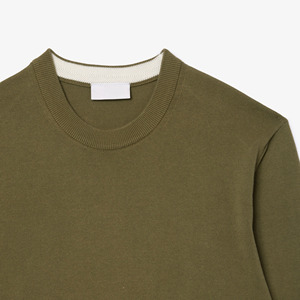 เสื้อสเวตเตอร์คอกลมสีเขียวมะกอกสำหรับผู้ชาย ทรงปกติ บุขนด้านใน สไตล์ลำลองสำหรับฤดูหนาว แห้งเร็วและระบายอากาศได้ดี - Product Image 5