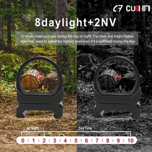 Cuinfi 1x26x22mm Grand champ de vision, point rouge, autonomie de 50000 heures, fonction Shake Awake, 10 niveaux d'éclairage multi-réticules, viseur point rouge - Product Image 6