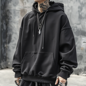 Sweats à capuche lourds pour hommes avec polaire surdimensionné avec impression et broderie - Product Image 5