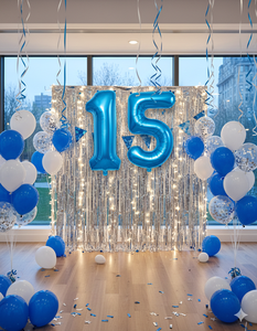 Globo de Helio con Número Celeste y Letras Gruesas para Decoraciones de Cumpleaños, Graduación, Regreso a Clases y Halloween - Product Image 3