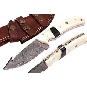 Cuchillo de vaquero hecho a mano, personalizado, DIY, con hoja fija, gancho para deshuesar, mango de madera, afilado como una navaja, funda de cuero, cuchillo industrial - Product Image 1