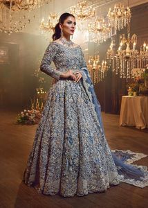 2023 hermosa Red de algodón de seda nupcial Lehenga Choli vestido completo hasta el suelo pesado oro Zari bordado cristal adultos - Product Image 2