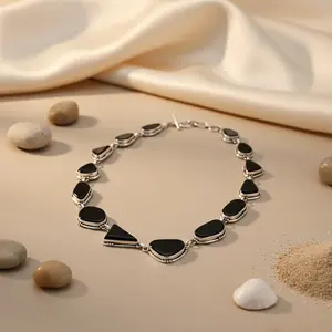 "Women's Fashion <b>Onyx</b> Statement <b>Necklace</b> 925 Silver Power Charm" - Product Image 2