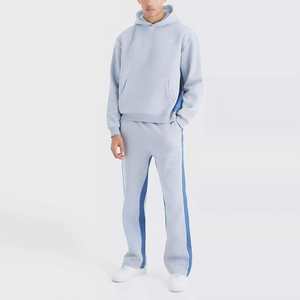 Chándales de algodón de alta calidad personalizados, pantalones de chándal acampanados de felpa francesa y Sudadera con capucha, conjunto de chándal de lavado ácido para hombre - Product Image 4