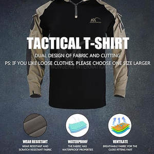 Camisas tácticas de poliéster/algodón de punto sólido transpirable de secado rápido para hombres ropa al aire libre ligera - Product Image 4