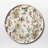 Plateau de service décoratif moderne de qualité supérieure, en émail, imprimé d'animaux tropicaux, de fleurs, en métal, pour la maison, l'hôtel, les mariages, les Diwali, les cadeaux