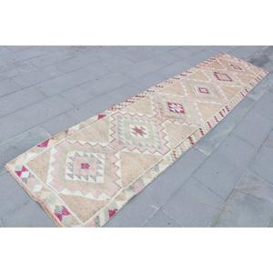 2.6x11.6 ft Turkish Rug, Herki Rug, <b>Brown</b> Camouflage Rug <b>Wool</b> - Product Image 3
