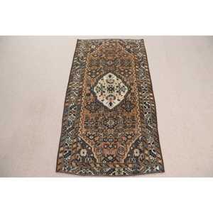 Turkish Vintage Rug 0.3x6.3 ft (8x193 cm), <b>Brown</b> <b>Wool</b> Rug - Product Image 1