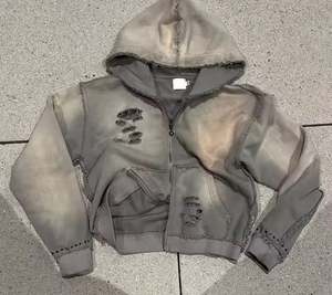 Fabricant vente en gros de sweats à capuche délavés à l'acide pour hommes poids lourds personnalisés 100% coton lavé à la pierre hiver haute qualité sweats Boxy - Product Image 6