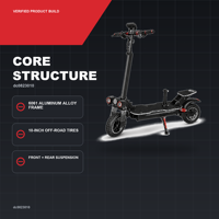 Trottinette électrique pliable 500W avec batterie 48V 10.4Ah, pneus tout-terrain de 10 pouces, freins à disque doubles