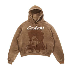 Sudadera con capucha y pantalones acampanados vintage personalizados con cremallera, conjunto de dos piezas, chándal con bordado de chenilla, chándal para hombre lavado con ácido desteñido al sol - Product Image 1