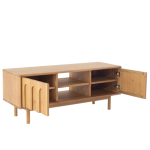 Meuble TV moderne et écologique en bois massif fait main pour salon et appartement, avec fonctions réglables et de rangement - Product Image 3