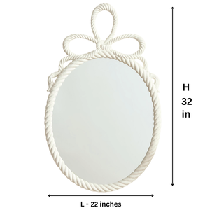 Wooden Rope Designed Wall <b>Mirror</b> Frame Hand Carved Decorative Wall Decor <b>White</b> Painted Frame for Bedroom Dining Area Home Decor - Product Image 6