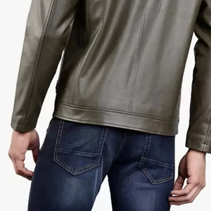 New Top Selling High Quality Winter Leather <b>Canvas</b> <b>Jacket</b> for Men with Stand Collar Stylish for Streetwear Wholesale - Product Image 6