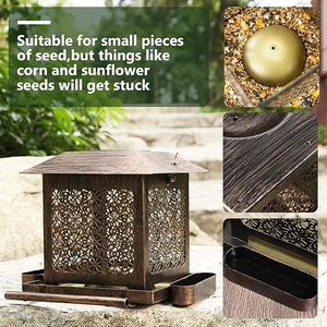 Mangeoire à oiseaux solaire pour l'extérieur suspendu, mangeoire à oiseaux sauvages en métal de qualité supérieure de 3,2 L pour lanterne de jardin extérieure - Product Image 4