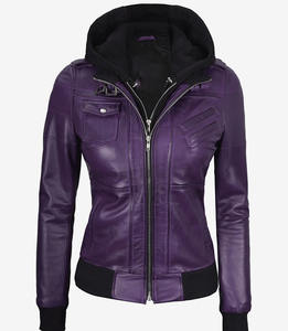 Colección Premium Chaquetas de cuero genuino con capucha Vintage para mujer Diseño personalizado Prendas de abrigo de alta calidad con relleno de algodón - Product Image 2