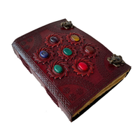 Journal à couverture rigide rouge créatif avec logo personnalisé planificateur de sept chakras en pierre carnet de croquis de dessin personnalisé livre cadeau