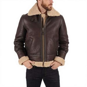 Veste en cuir pour homme B3 Shearling Flying, veste aviateur en cuir d'agneau, veste bomber en fourrure SherpA, veste en cuir véritable, veste décontractée - Product Image 1