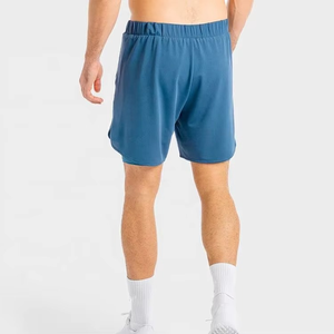 Men's Customizable High Quality Double <b>Layer</b> Mesh Spandex Polyester Board Shorts Quick Drying Elastic Waist Solid Casual Style - Product Image 2