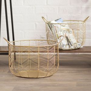 Gold Shiny Polished Iron <b>Wire</b> <b>Basket</b> Kitchenware & Household Usage Metal Multifunctional Fruit <b>Basket</b> - Product Image 3