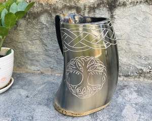 Modern Natural Horn Mug with Handle-Eco-Friendly Kitchen Use Thermal Insulation <b>for</b> Coffee Tea Beer & Wine - Product Image 5