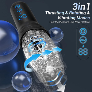 Retract able Thrust ing Rotating Men Automatische Mastur bator Tasse Transparente Tasche <span class=keywords><strong>Pussy</strong></span> Vibrierende männliche Stroker Erwachsene Oralsex Spielzeug
